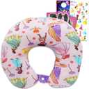 Disney Princess Travel Neck Pillow for Kids - Bundle with 13" Disney Princess Neck Pillow, Tattoos, Stickers, More | Disney Princess Travel Accessories Set for Girls