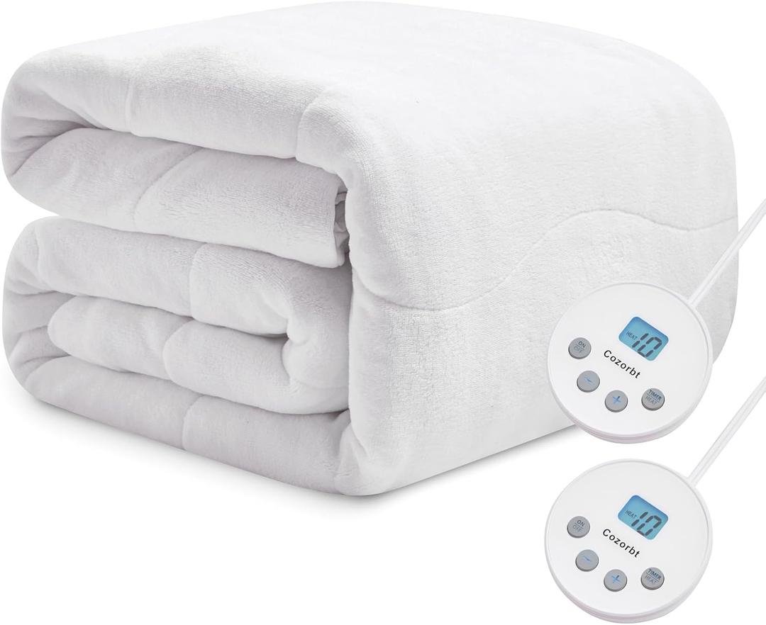 Heated Quilted Wave Mattress Pad,Queen Size Dual Control,Soft Bed Warmer,10 Heat Settings,1-12 Hours Auto-Off,Fast Heating,ETL Certified,Machine Washable,Fit Up to 18" Deep Pocket,60"x80"