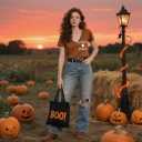 Halloween Shirts Spooky Season Shirt Women Cute Ghost V Neck Shirt Fall Holiday Matching Tops (S)