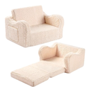 MOMCAYWEX Kids Sofa, 2in1 FlipOut Foam Couch with Soft Sherpa Cover, Cozy Play Lounge Chair, Grey