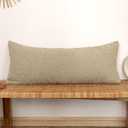 14x36 inch Boucle Lumbar Pillow Cover, Camel Woven Texture Neutral Long Pillow Cover Breathable Cushion Case for Couch Sofa Bed Living Room Home Decor (Cover Only)