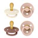 BIBS Colour Pacifier with Symmetrical Nipple| Natural Rubber Baby Pacifier | Set of 4 BPA-Free Soothers | Made in Denmark | Blush Mix| Size 0-6 Months