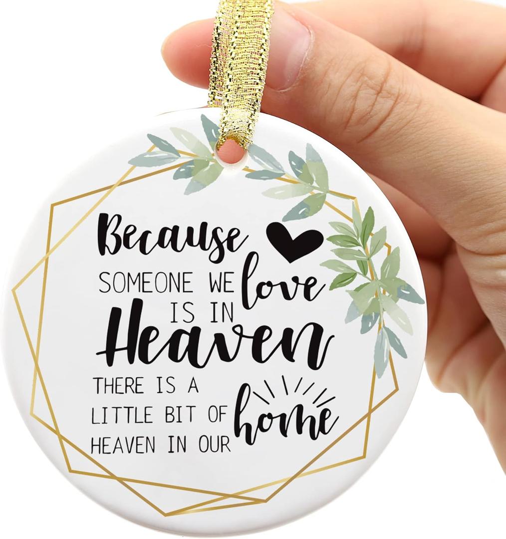 4 x Because Someone We Love is in Heaven, Memorial Christmas Ornament, Condolence Gifts for Loss of Loved One, Sympathy Gifts, Memorial Gifts