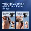 Back Shaver for Men, Electric Back Shaver Hair Trimmer, Mens Back Shaver with 2 Shock Absorber Flex Heads, Rechargeable Back Razor for Men with Adjustable Long Handle and Safety Blade
