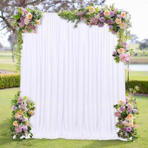 MEETSKY 10 feet x 10 feet White Backdrop Curtains Valentine's Day Birthday Party Wedding Backdrop,White Photography Rod Pocket Drapes Polyester Fabric Curtain for Baby Shower,5ft x 10ft,2 Panels