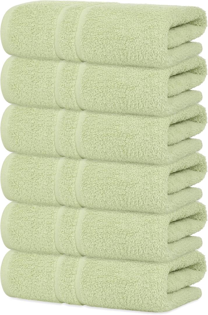 Basic Medium Bath Towels 24x48 Inches Pack of 6 Sage Green Color Soft and Absorbent Multipurpose Cotton Towels for Bathroom, Spa, Gym, Salon, Hotel, Clinics and Everyday Use