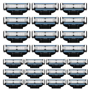 Razor Blade Refills for Men - 24PCS Compatible with Mach3 Razors, Dual Lubrication Blades for Extra Close & Comfortable Shave