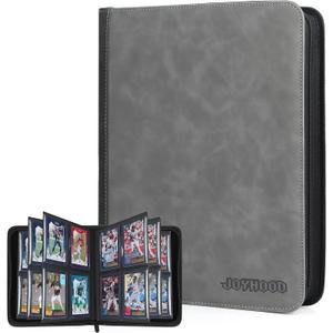 Top Loader Binder, Top Loader Collection Album for Trading Cards and Sports Card Holds 112 Top Loaders, Not for Cards WITHOUT a Top Loader (Gray, 4 Pockets)