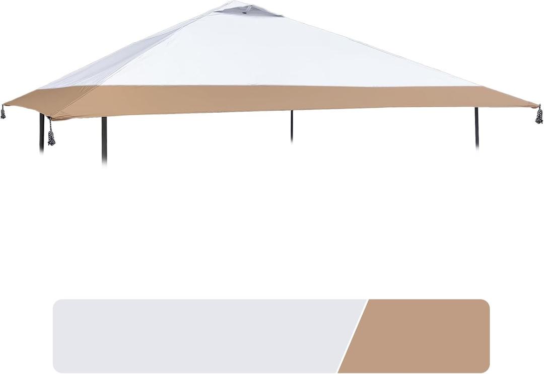 13x13 Canopy Replacement Top with Air Vent Fit for Coleman Oasis 1606532 2156426 2156428, 300D Oxford Waterproof Silver Coated Pop Up Canopy Tent Cover for Outdoor (Replacement Top Only) (Silvery White+oak)