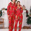 ANGELGGH Family Matching Christmas Onesie Pajamas, Vacation Cute Printed One Piece Pajamas, Xmas Hooded Holiday Sleepwear (Red, L)