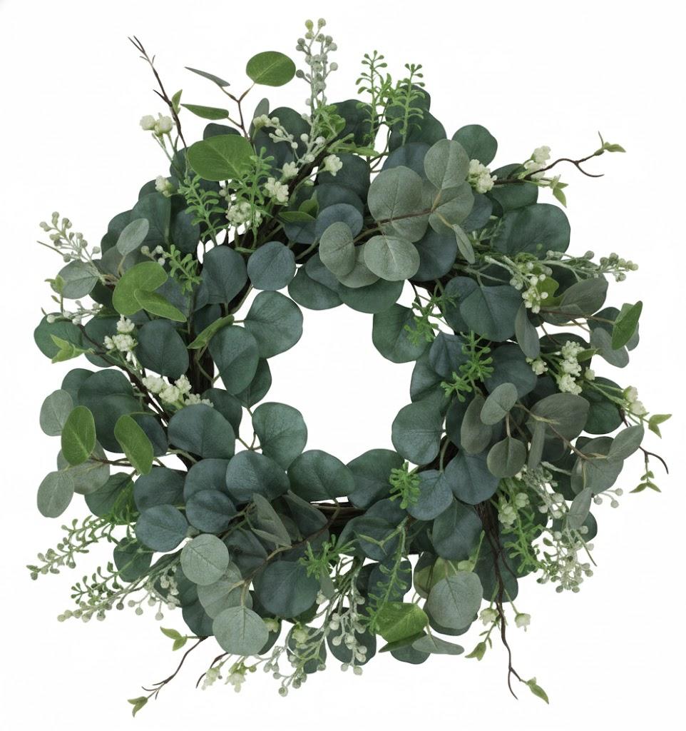 HD 24in Eucalyptus/Berry Spiral Wreath