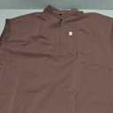 Medical Scrub Tops for Women - Mandarin Collar, Relaxed Fit, 4-Pocket Design, Shirttail Hem, Soft Stretch Scrub Shirts and Pants Brown Medium