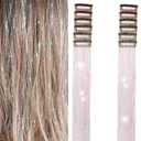 Hair Tinsel 12 Pcs Clip in Hair Tinsel Kit for Girls 22 Inch Glitter Fairy Tinsel Hair Extensions Colorful Heat Resistant Party Festival Accessories for Women Kids (Glare White)