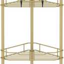 HuggieGems 4 Tier Floor Standing Corner Shower Caddy Organizer Shelf with Hooks, Bathroom Shelves Stand Rack, Gold