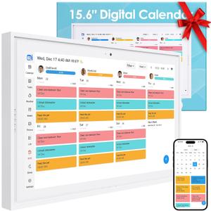 15.6" Electronic Wall Calendar & Digital Family Planner, 2K Smart Touchscreen Display with Video Call, Chore Chart & Shared Family Schedule, 4+64GB, Wall or Desk Mount, Interactive Calendar Organizer