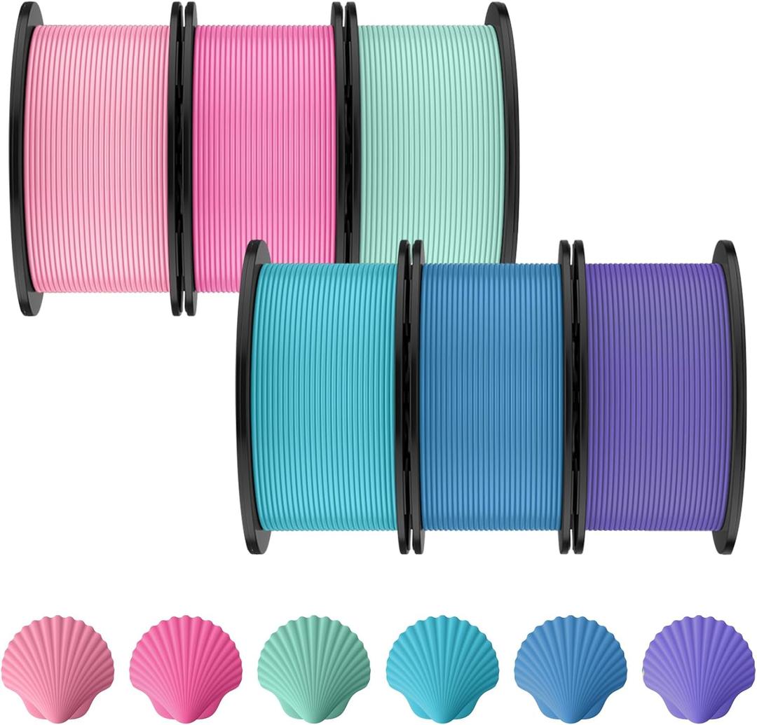 Pangda 3D Printer Filament Bundle 1.75mm Multicolor Matte or Silk PLA Filament 3D Printing Material for Halloween Thanksgiving Day Christmas Easter Holiday Crafting Decorations(1.5 kg,Mermaid Color)