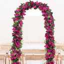 Artificial Bougainvillea Garland,4PCS 7.2ft/Piece Pink Flower Garland Faux Silk Bougainvillea Vines Artificial Decor for Wedding Arch Table Home Garden(Deep Pink), 7.22 feet