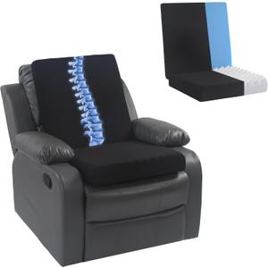 Recliner Seat Cushion, Egg Foam Creat Seat Cushion & Memory Foam Back Pad | Pressure Relief Chair Cushion for Elderly, Wheelchair, Office Chair, 20x20x4in Seat, 20x22x3in Back, Black