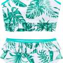 blibean Teen Girl Swimsuits Two Piece Bikini Sets with Chest Pad Size 6-15 Years (Blue, XL)