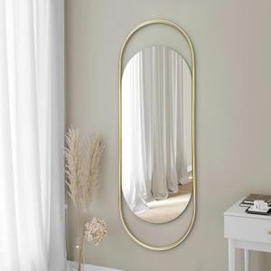 Oval Mirror, Mirror for Over Sink, 47.6"x16.1" Gold Mirrors Decorative with Metal Frame, Modern Wall Mirrors for Bathroom Bedroom Living Room Entryway Dressing