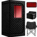 Upgraded Hot Air Sauna, Portable Dry Wind Saunas with 660nm Red Light Lamp, Time & 165 Temperature Remote Control, Upgraded Comfortable Chair