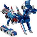 Transforming Car Toy Automatic Magnetic Collision Car Turns into Dinosaur, Fun Toy for Kids Boys & Girls | Birthday Christmas Party Gift (Blue)