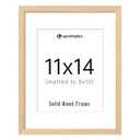 Upsimples 11x14 Picture Frame, Natural Solid Wooden Picture Frames, Display 8x10 with Mat or 11 x 14 Without, Vertical or Horizontal Wall Hanging, 2 Pack, Natural