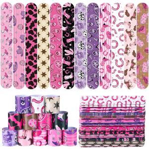 2 x Junkin 48 Pcs Western Cowgirl Party Favors Birthday Decorations Pink Disco Cowgirl Slap Bracelets Kids Horse Birthday Party Goodie Bags Stuffers for Western Girls Theme Rodeo Bachelorette Prizes