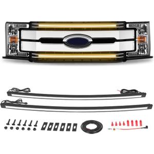Dual 37" Amber DRL LED Grille Light Bar Kit Front Grill Accent Amber Light Bar for 2017-2022 Ford F-250 Super Duty Position Marker Light