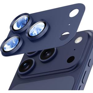 for iPhone 17 Pro Camera Lens Protector, Aluminum Alloy Sapphire Glass Camera Cover Screen, Anti-drop, Anti-Scratch, Case Friendly-Deep Blue