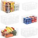 Orgneas Freezer Organizer Bins, Vertical Sides Wire Freezer Baskets for Upright Freezer, Chest Freezer Organizer Deep Freezer Storage Containers for Foods, Snacks, Vegetables, Fruits, Set of 6
