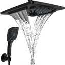 ELLO&ALLO Rain Shower Head with Handheld Spray, Rainfall Shower Head Combo with 60" Hose, Adjustable Dual Showerhead Set with 3-Way Diverter, Matte Black