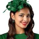 BABEYOND Fascinator Hats for Women - Tea Party Hats Fascinators Kentucky Headband Derby Hat Wedding Feathers Ribbon Headwear (Dark Green)