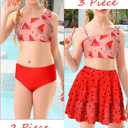 RAISEVERN Girls Swimsuit 3 Piece Bathing Suits Cute Quick Dry Bikini Tankini Sets with Cover Ups Beach Skirt for 7-8 Years