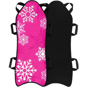 45"18" Foldable Winter Snow Sled Portable Strong and Durable, Sturdy Fabric Stitchin Handles with Steering for Adult Teen Winter Outdoor Sports Fun (Pink)