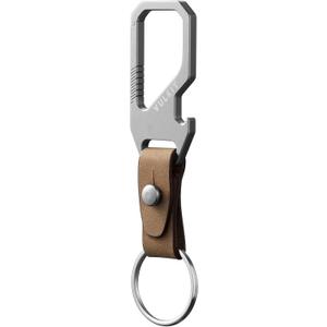 VULKIT Titanium Key Keeper Genuine Leather Belt Loop Keychain, Bottle Opener Keychain, EDC Carabiner Key Holder