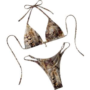 Tainehs Women's Brazillian Triangle Thong Bikini Set Sexy String Two Piece Swimsuit Bathing Suit (M)
