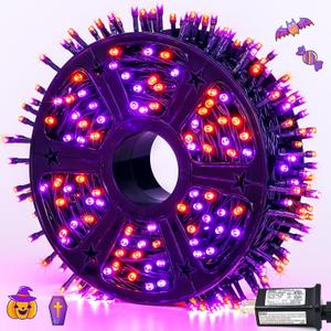 JMEXSUSS 500 LED Orange and Purple Halloween Lights, 173ft Halloween String Lights Outdoor Waterproof, 8 Modes Christmas Tree Light Plug in for Party House Indoor Decor