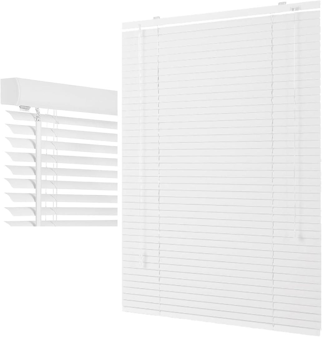 1 Inch Aluminum Mini Blinds for Windows, Darkening Horizontal Window Blinds, 30" 31" 32" 33" 34" 35" 36" 37" 38" 39" 40" Cordless Blackout Privacy Roller Shades Door Blind for Bathroom(White)