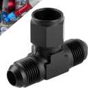 8AN Flare Male Tee Fitting Adapter with AN8 Female Swivel on Side, Black Aluminum Construction for Corrosion Resistance, Universal Fit for Fuel System Transmission Cooler Applications