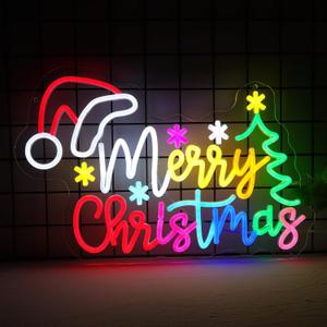 Merry Christmas Neon Sign Dimmable USB Powered LED Light For Wall Decor Led Lights For Christmas Bar Man Cave Club Party Room Shop Window Neon Light for Xmas Display & Party