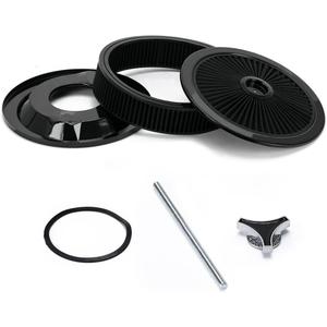 PTNHZ 14"x3" Round Air Cleaner Filter Assembly w/Flow-Thru Lid Caburetor High Flow Compatible with Chevrolet GMC Ford Black