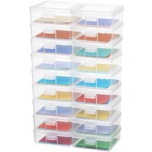 novelinks Small Plastic Storage Box Containers with Latching Lids - Craft Organizers and Storage Stackable Storage Organizer Pencil Crayon Box (18 Pack Small -Clear)