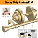 Gold Curtain Rods for Windows 120 to 240 Inch | 1 Inch Extra Long Adjustable Heavy Duty Window Curtain Rod, Decorative Window Treatment Rods, W1 (Gold, 32"-240")