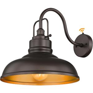 zeyu 18 Inch Vintage Wall Light Fixture, Outdoor Dusk to Dawn Barn Light, Farmhouse Wall Sconce Light for Garden Garage, Oil Rubbed Bronze Finish, 016-1BL-PC ORB