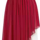 AFAVOM Praise Dance Dresses for Women Metallic Asymmetric Overlay Dress + Pants Worship Liturgical Dancewear Lyrical Costume (Medium, Wine Red)