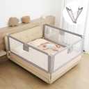 Bed Rail for Toddlers, Foldable Bed Rails Quick Assembly, Height Adjustable Bed Rail Guard with Steady U-Shape Base for Toddlers, Baby, Kids (2 Sides 78.7"+1 Side 74.8'') (King size:2 Sides 78.7" + 1 Side 74.8'')