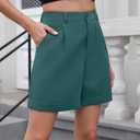 Bettysays Shorts for Women Bermuda Shorts Casual Elastic Waist Wide Leg Shorts with Pockets (Small, A-09 Indigo Blue)