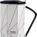 Random blind box Coffee Mug Geometric Patterns Ceramic Tea Cup 14 OZ, Novelty Coffee Mug with Lid and Spoon Tea Milk Cup for Office and Home Birthday Anniversary Choice for Women and Men (Black White)