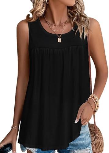 CHICGAL Womens Summer Tank Tops Sleeveless T Shirt Casual Loose Fit Tunic Blouses XL
